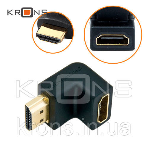 Адаптер HDMI - HDMI, мама-тато, кутовий перехідник 90