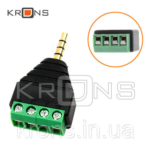 Перехідник 3.5мм TRRS mini-jack джек тато - клемники 4pin