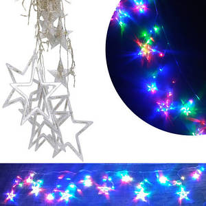 Гірлянда світлодіодна новорічна кольорова Штора Зірки 138 LED 4.4м