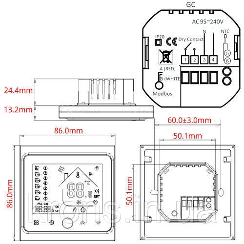 Терморегулятор Wi-Fi для газового котла 220В 3А BHT-002-GCLW, чорний