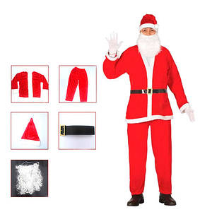 Костюм Санта Клауса Санти Діда Мороза карнавальний + борода + шапка