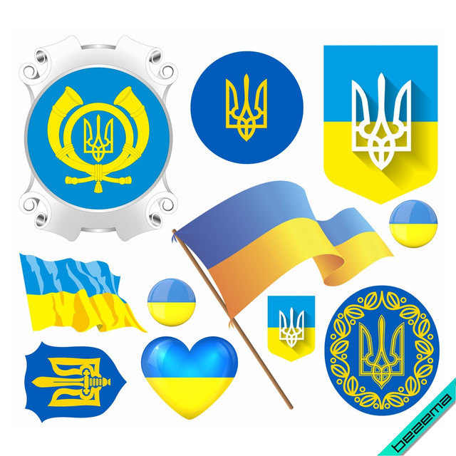 Термонаклейка Символи України, прапор, тризуб, герб
