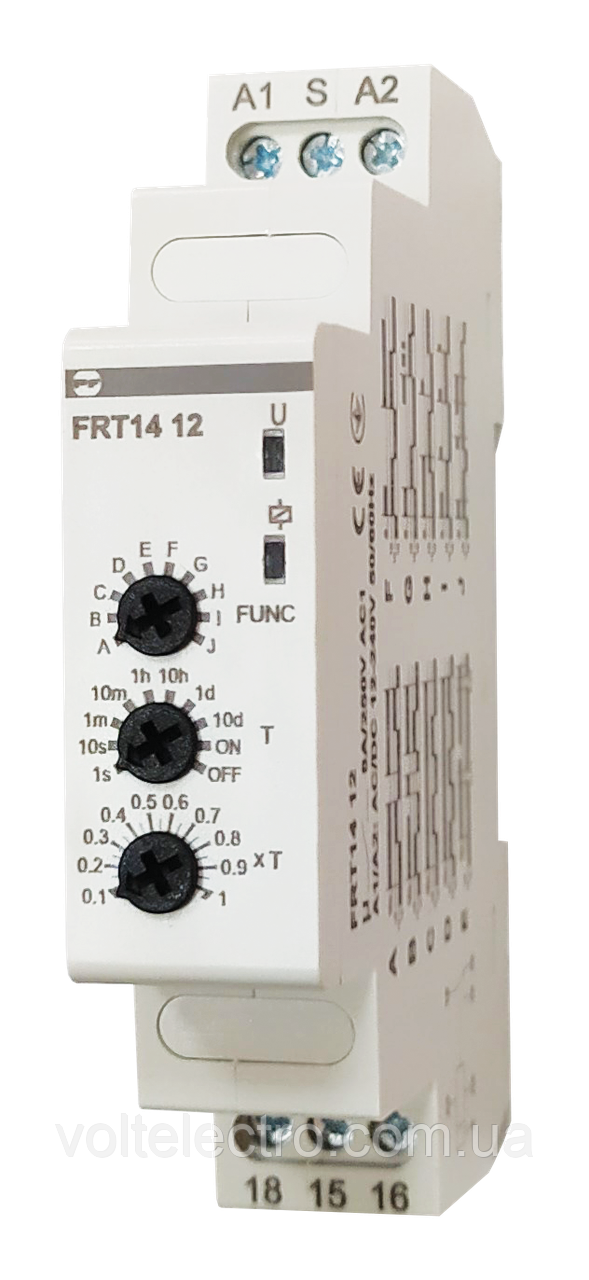 Багатофункціональне реле часу FRT14 12 (0,1с-10діб) на включ./відкл. 12-240 V, фото 1