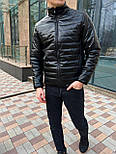 Куртка чоловіча шкірянка весна-осінь з коміром стійка Туреччина чорна. Живе фото, фото 2