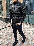 Куртка чоловіча шкірянка весна-осінь з коміром стійка Туреччина чорна. Живе фото, фото 3