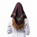 Японська вовняна хустка 75х75см Коричнева, фото 3