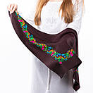 Японська вовняна хустка 75х75см Коричнева, фото 5