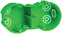 Подрозетник 2-местный, для полых стен 141х70х45мм, с саморезами, коробка монтажная по гипсокартону КМ40023