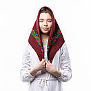 Японська вовняна хустка 75х75см Бордова, фото 2