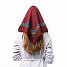 Японська вовняна хустка 75х75см Бордова, фото 3