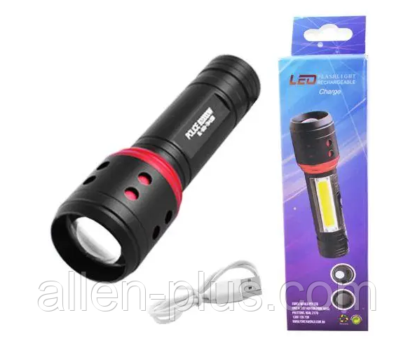 Ліхтар ручний BL-555-T6+COB+USB, акумулятор 18650, microUSB, zoom