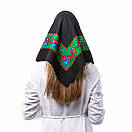 Японська вовняна хустка 75х75см Чорна, фото 3