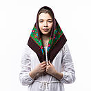 Японська вовняна хустка 75х75см Коричнева, фото 2