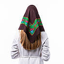 Японська вовняна хустка 75х75см Коричнева, фото 3