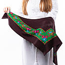 Японська вовняна хустка 75х75см Коричнева, фото 5