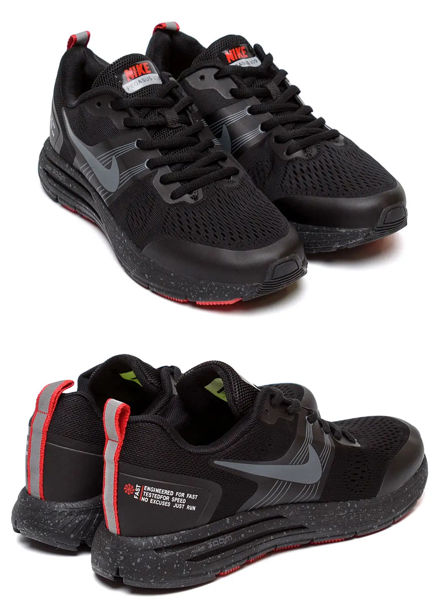 Чоловічі літні кросівки сітка Nike (Найк) Black, туфлі текстильні, чорні кеди, Літнє чоловіче взуття