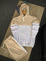 Спортивний костюм без принта бежевого кольору (штани, завужені до низу, приталений фасон, весна/літо) XS