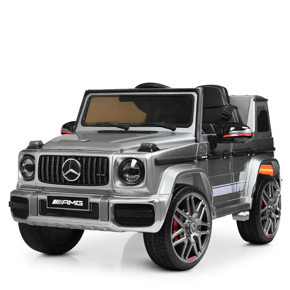 Дитячий електромобіль джип Mercedes G63 AMG серебристий лак гелік