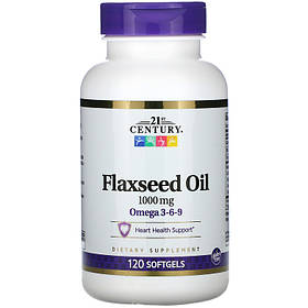 Лляна олія, 21st Century "Flaxseed Oil" здоров'я серця, омега 3-6-9, 1000 мг (120 гелевих капсул)