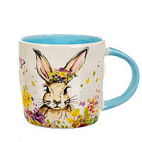 Чашка Цветочный кролик с голубой ручкой (400 мл.) 1