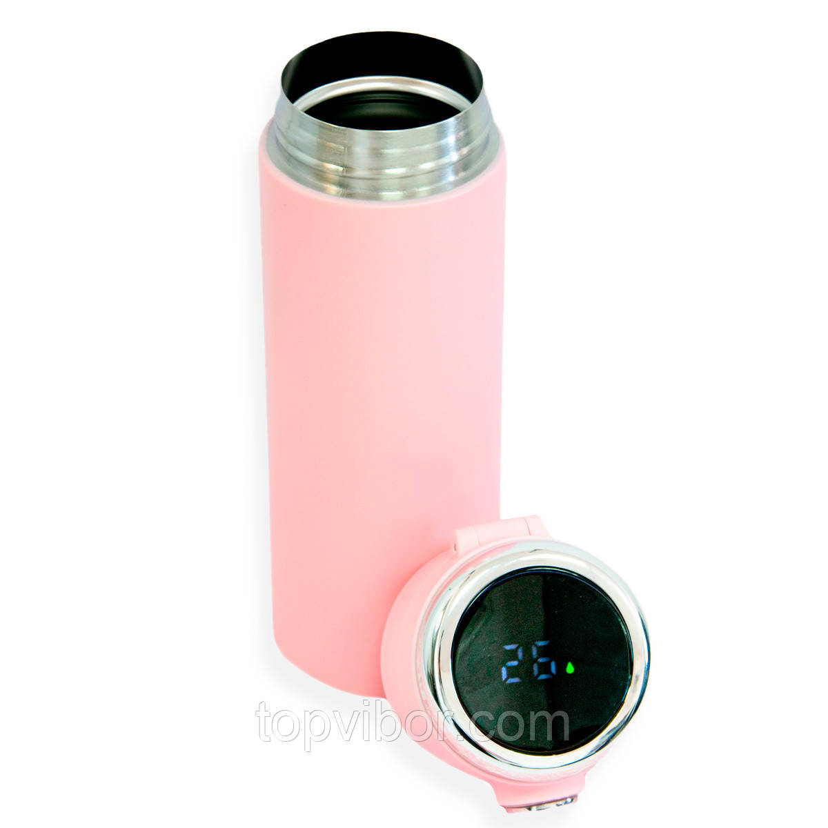 Термочашка для кави "Vacuum cup" на 420 мл, Рожева кружка термос з індикатором температури - термокружка
