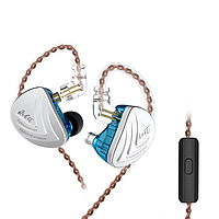 Вакуумные наушники KZ AS16 с микрофоном blue мощная проводная гарнитура для смартфона