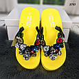 В' єтнамки м'які на платформі жовті зі стразами 2737, фото 3