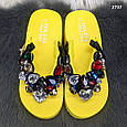 В' єтнамки м'які на платформі жовті зі стразами 2737, фото 9