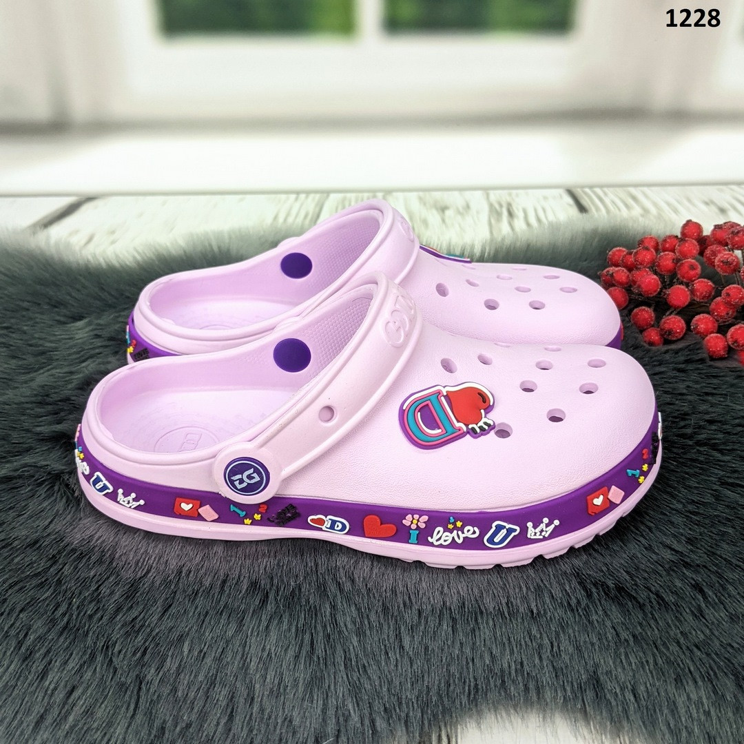 Крокси сабо підліткові для дівчинки бузкові Dago Style р-р 33-36, фото 1