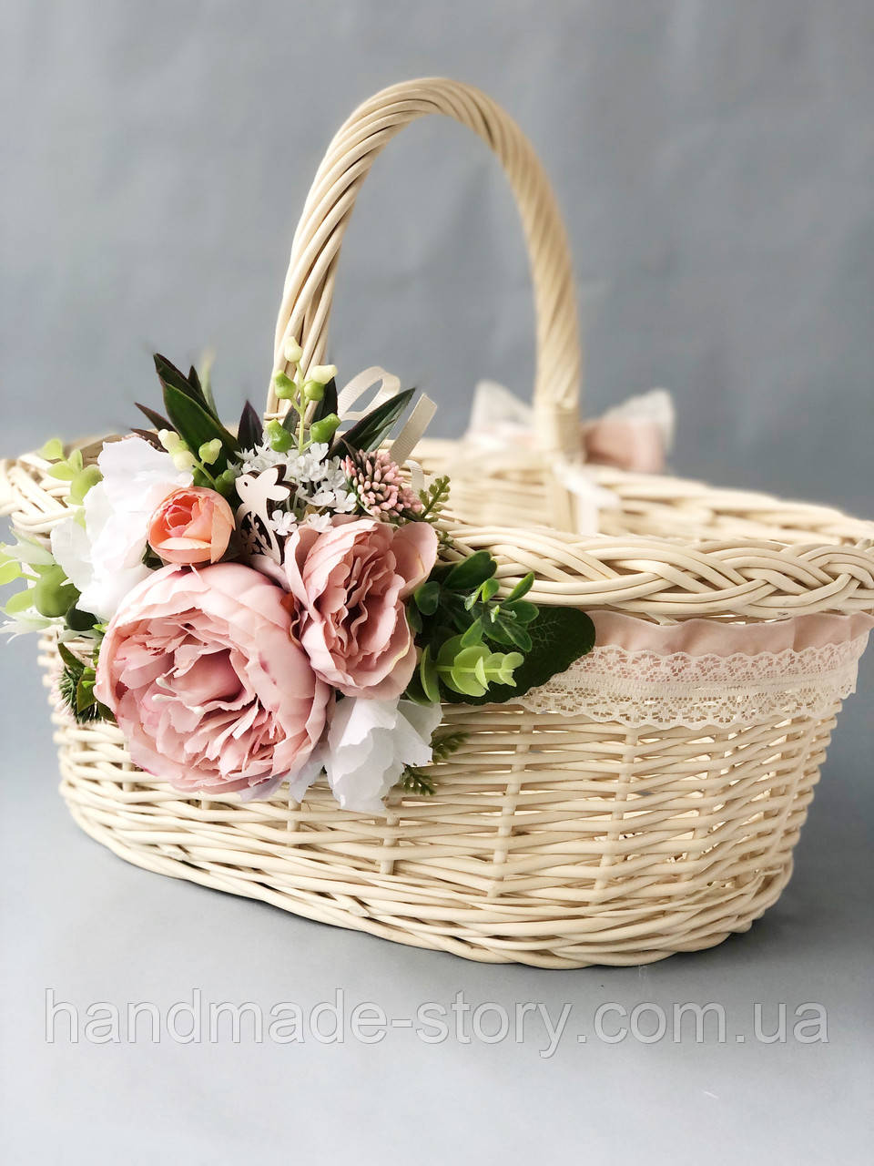 Великодній кошик білий з декором, фото 1