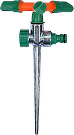 Зрошувач обертовий 3-сторонній FLO на кол, до шланга 1/2", ABS-пластик + цинк FLO (Польща)