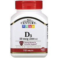 Витамин D3, 21st Century "Vitamin D3" 2000 МЕ (110 таблеток)