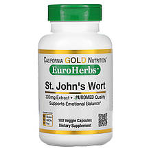 Екстракт звіробою California GOLD Nutrition, EuroHerbs " St.John's Wort Extract" 300 мг (180 капсул)