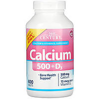 Кальций с витамином D3, 21st Century "Calcium 500+D3 Plus Extra D" высокий уровень витамина D3 (400 таблеток)