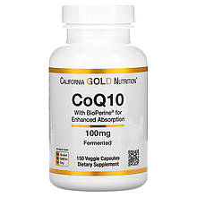 Коензим Q10 California GOLD Nutrition "CoQ10 with Bioperine" з біоперином, 100 мг (150 капсул)