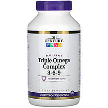 Риб'ячий жир 21st Century "Triple Omega Complex 3-6-9" підтримка здоров'я серця (180 гелевих капсул)