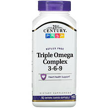 Риб'ячий жир 21st Century "Triple Omega Complex 3-6-9" підтримка здоров'я серця (90 гелевих капсул)