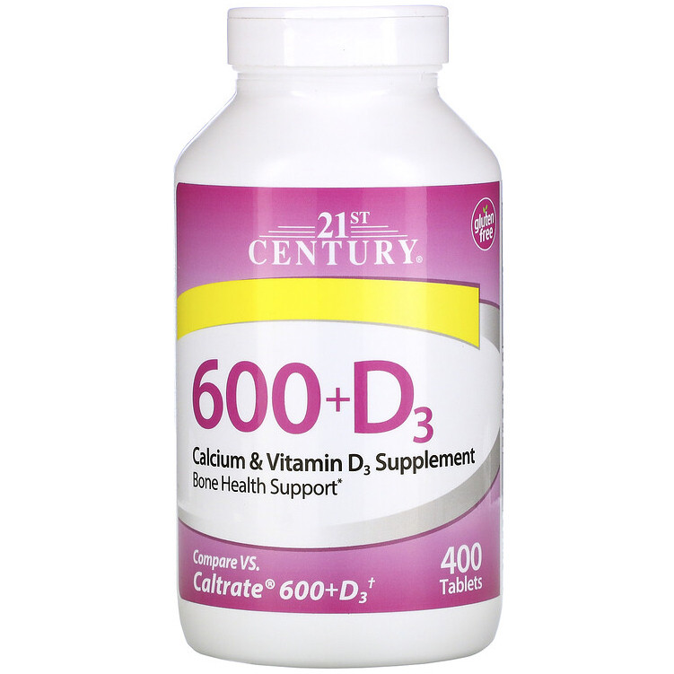 Кальцій з вітаміном D3, 21st Century "Calcium Supplement 600 + D3" високий рівень вітаміну D3 (400 таблеток), фото 1