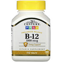 Витамин В12, 21st Century "B-12" поддержка нервной системы, 1000 мкг, пролонгированное действие (110 таблеток)