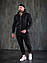Спортивний костюм чоловічий класичний на блискавці трикотажний осінньо-весняний чорного кольору, M, L, XL, XXL, фото 4