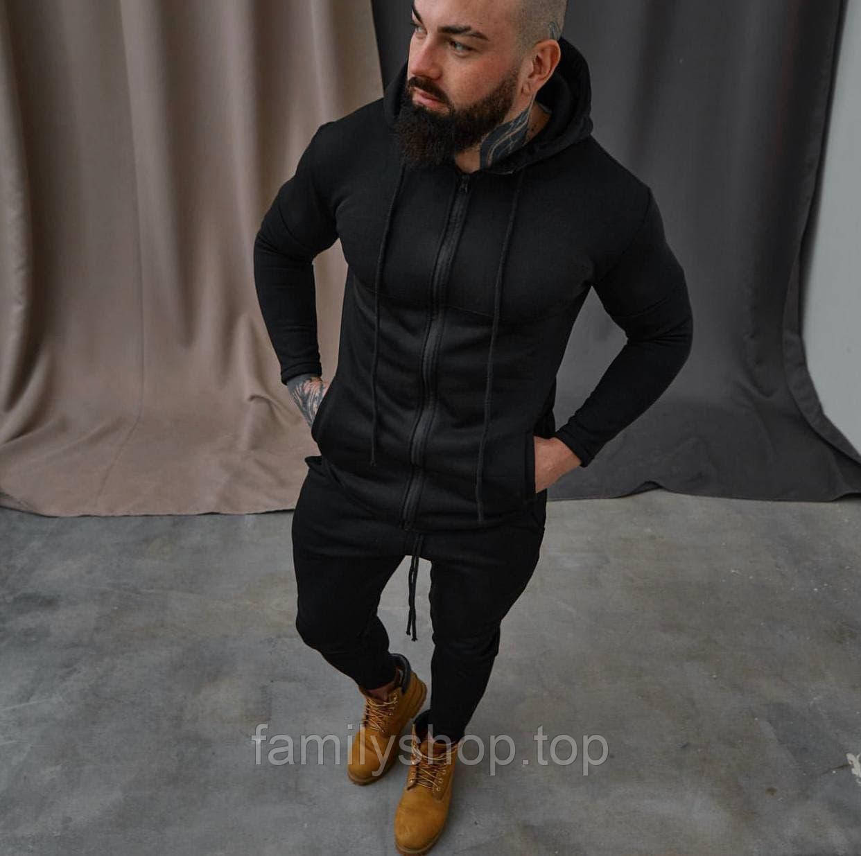 Чоловічий прогулянковий костюм, колір чорний, розміри M, L, XL, XXL