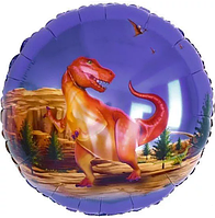 Шар фольгированный круглый  Динозавры 45 см 18"