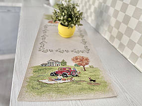 Доріжка на стіл гобеленова Limaso наперон гобеленовий на стіл 37 х 100 см рання пейзаж RUNNER1183-37, фото 2