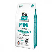 Сухой корм для стерилизованных собак  малых пород Brit Care GF (Grain Free) Mini Light&Sterilised 7 кг