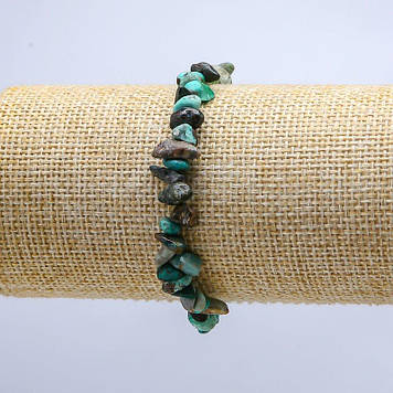 Браслет з каменю Хризокола на резинці крихта d-10мм L-18см