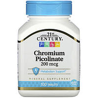 Пиколинат хрома, 21st Century "Chromium Picolinate" 200 мкг (100 таблеток)