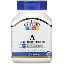 Вітамін А, 21st Century "Vitamin А" 10000 МО (110 гелевих капсул)