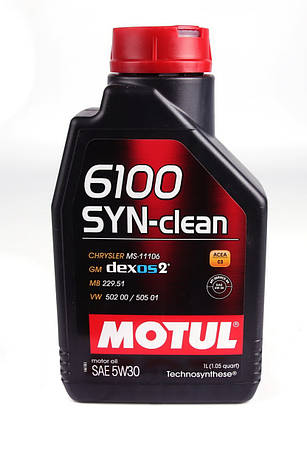 Масло моторного Motul 5W30 6100 SYN-clean (1L) (CHRYSLER MS-11106 / GM dexos2TM / Mercedes 229.51 / VW 502 00, фото 2