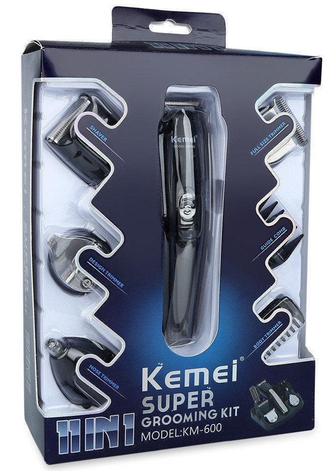 Машинка для стриження волосся Kemei KM-600, набір з 11 насадок і підставки