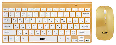 Русская беспроводная мини клавиатура + мышка UKC U902 Gold (5263), фото 1